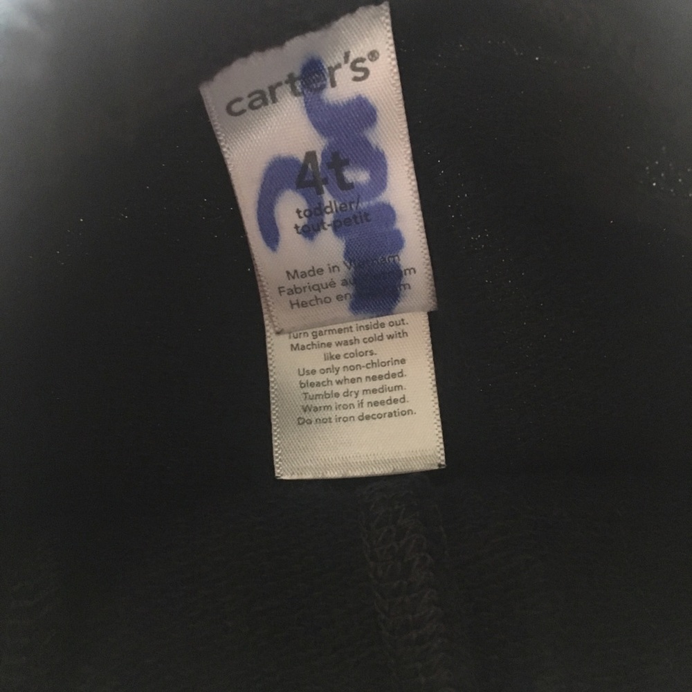Carter’s Black Pullon Sweatpants Sz 4T - Picture 3 of 3